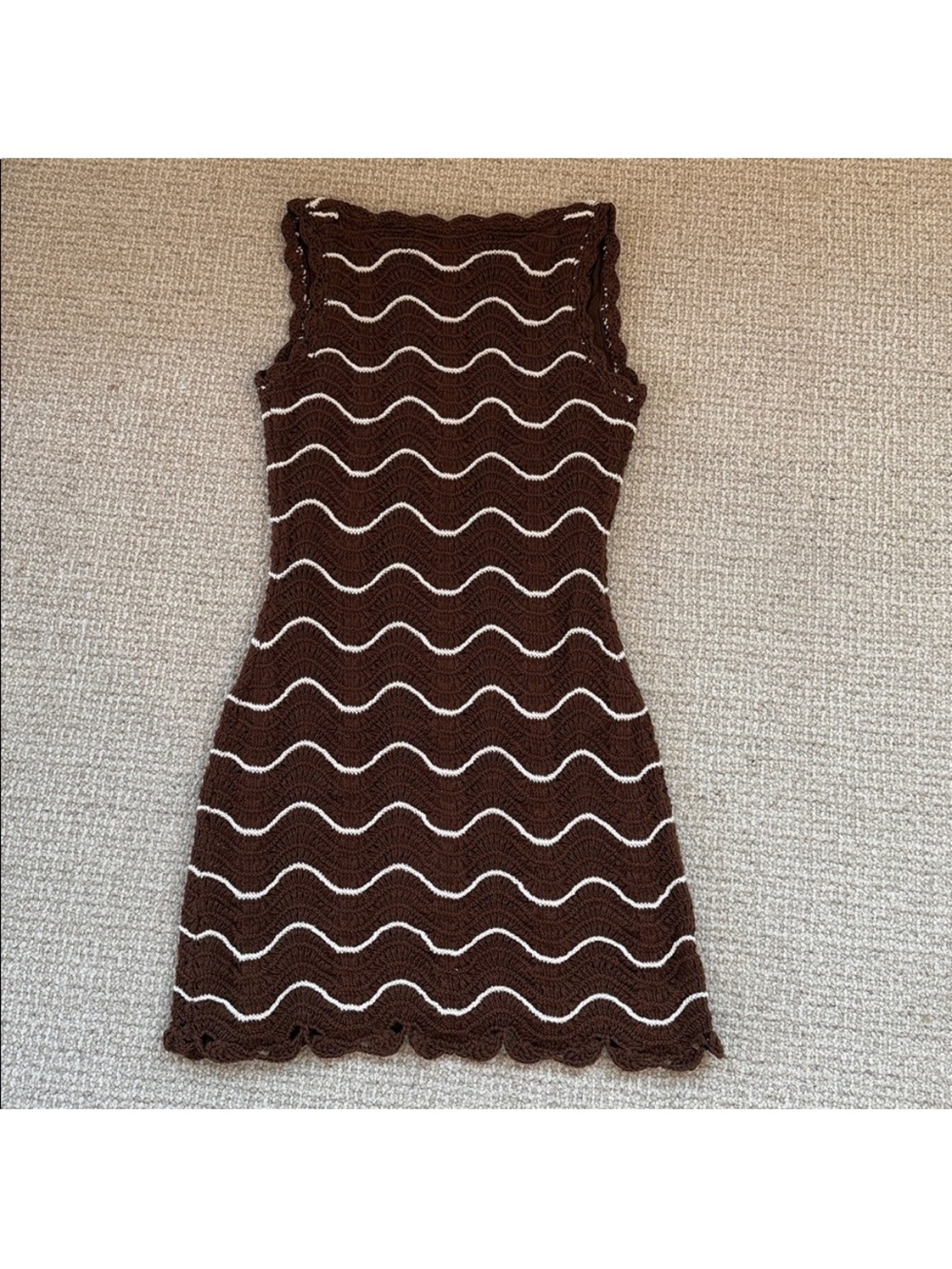 Cara Cara - Orel Mini Dress Brown Ivory Wave Multi Crochet - Picture 4 of 8